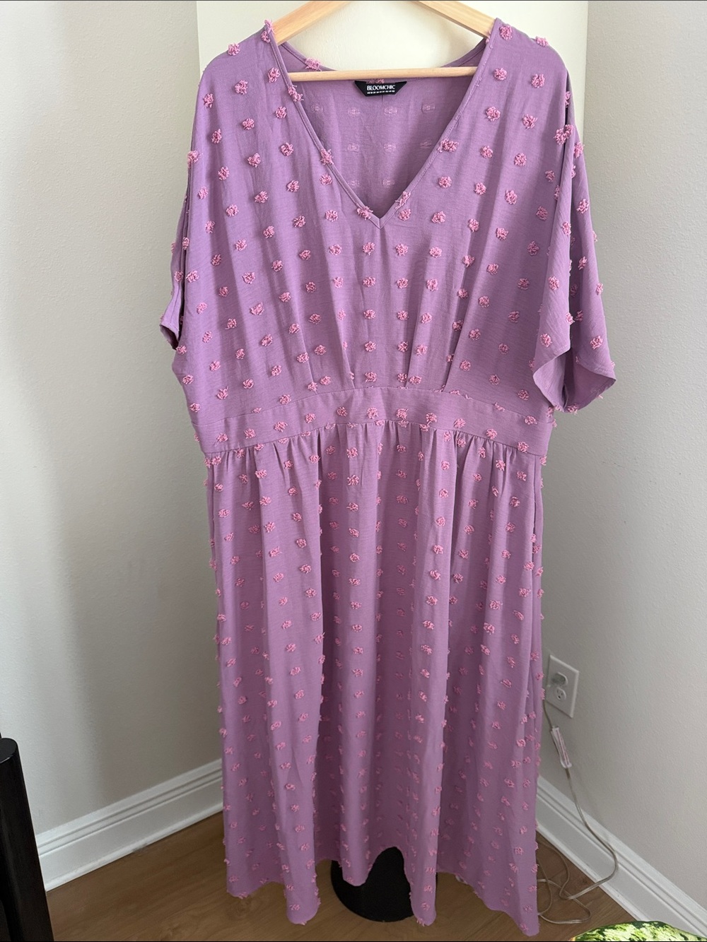 BloomChic Lavender Maxi with Textured Dot Detail